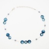 Chuvora Mother of Pearl Shell Disc and Round Beads Navy Blue Necklace 16''- 19''