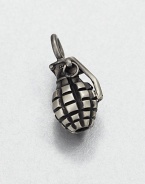 Offset your link chain necklace with a grenade-shaped charm set in antiqued and plated sterling silver for a style that exudes masculine cool.Sterling silverAbout .62 x 1.23Made in USA