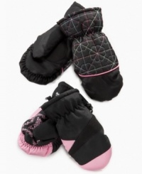 Mittens so pretty she'll want to keep them on all the time: Insulated ski mittens from So Jenni with elastic wrists and a traction grip. Mittens so pretty she'll want to keep them on all the time: Insulated ski mittens from So Jenni with elastic wrists and a traction grip.