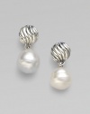 From the Elements Collection. Carved sterling silver with luminous South Sea pearl drop.South Sea pearl Sterling silver Length, about 1 Width, about ½ Post back Imported