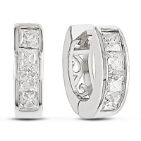 Sterling Silver CZ Hoop Earrings Sterling Silver CZ Hoop Earrings