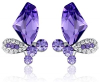 Swarovski Elements Crystal Butterfly Studs Earrings (Purple)