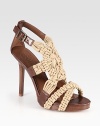 Artful, woven jute rope upper finished with leather trim and an adjustable ankle strap. Stacked heel, 4½ (115mm)Stacked platform, ½ (15mm)Compares to a 4 heel (100mm)Jute and leather upperLeather lining and solePadded insoleImportedOUR FIT MODEL RECOMMENDS ordering true size. 