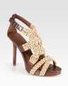 Artful, woven jute rope upper finished with leather trim and an adjustable ankle strap. Stacked heel, 4½ (115mm)Stacked platform, ½ (15mm)Compares to a 4 heel (100mm)Jute and leather upperLeather lining and solePadded insoleImportedOUR FIT MODEL RECOMMENDS ordering true size. 