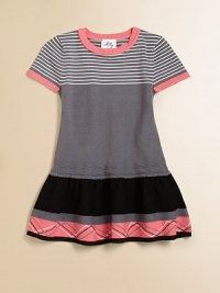 This sweet knit frock is crafted in a precious, drop-waist silhouette with bold stripes, an argyle pattern and pointelle detail at the neck and sleeves.Round necklineShort sleevesPullover styleDrop-waist72% viscose/28% polyesterHand washImported This sweet knit frock is crafted in a precious, drop-waist silhouette with bold stripes, an argyle pattern and pointelle detail at the neck and sleeves.Round necklineShort sleevesPullover styleDrop-waist72% viscose/28% polyesterHand washImported