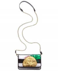 Add some whimsy to your wardrobe. A shimmery, sequin pineapple adorns the front of this playful Betsey Johnson crossbody for a fun, warm-weather style that's perfect for an afternoon by the beach or an evening in the city. Add some whimsy to your wardrobe. A shimmery, sequin pineapple adorns the front of this playful Betsey Johnson crossbody for a fun, warm-weather style that's perfect for an afternoon by the beach or an evening in the city.
