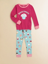 Her dreams will be sweet indeed with visions of cupcakes dancing in her head, inspired by the front appliqués and cupcake-print bottoms.Ribbed contrast crewneckLong sleeves with contrast ribbed cuffsElastic-waist bottoms with contrast ribbed cuffsCottonMachine washImported Her dreams will be sweet indeed with visions of cupcakes dancing in her head, inspired by the front appliqués and cupcake-print bottoms.Ribbed contrast crewneckLong sleeves with contrast ribbed cuffsElastic-waist bottoms with contrast ribbed cuffsCottonMachine washImported
