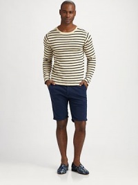 A nautical-inspired, striped design lends effortless style when paired with your favorite jeans or non-denim alternative.CrewneckRibbed collar, cuffs and hemCottonMachine washImported A nautical-inspired, striped design lends effortless style when paired with your favorite jeans or non-denim alternative.CrewneckRibbed collar, cuffs and hemCottonMachine washImported