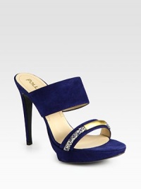 Simply divine suede slide graced by a multicolored braid adornment and shiny goldtone hardware. Self-covered heel, 4½ (115mm)Covered platform, 1 (25mm)Compares to a 3½ heel (90mm)Suede upperLeather lining and solePadded insoleMade in Italy Simply divine suede slide graced by a multicolored braid adornment and shiny goldtone hardware. Self-covered heel, 4½ (115mm)Covered platform, 1 (25mm)Compares to a 3½ heel (90mm)Suede upperLeather lining and solePadded insoleMade in Italy