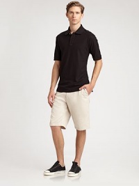 EXCLUSIVELY OURS. A must-have slim-fitting silhouette of lightweight cotton. Two-button placketShort sleeves,/li> CottonMachine washImported EXCLUSIVELY OURS. A must-have slim-fitting silhouette of lightweight cotton. Two-button placketShort sleeves,/li> CottonMachine washImported