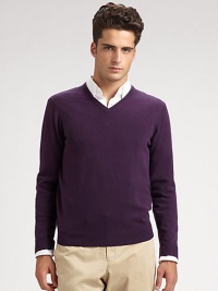 EXCLUSIVELY OURS. The epitome of luxury in plush Scottish cashmere, beautifully woven with a remarkably soft handfeel to enjoy all season. V-neck Ribbed trim Cashmere; dry clean Imported EXCLUSIVELY OURS. The epitome of luxury in plush Scottish cashmere, beautifully woven with a remarkably soft handfeel to enjoy all season. V-neck Ribbed trim Cashmere; dry clean Imported