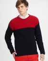 Made from a fine combination of virgin wool and cashmere, this is another classic from McQ Alexander McQueen.CrewneckLong sleevesContrast yoke92% virgin wool/8% cashmereDry cleanImported