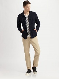 An easy to wear button-front jacket that exudes the look and feel of a traditional denim shirt, structured in cool cotton with flap pockets at the chest.Button-frontChest flap pocketsCottonMachine washImported An easy to wear button-front jacket that exudes the look and feel of a traditional denim shirt, structured in cool cotton with flap pockets at the chest.Button-frontChest flap pocketsCottonMachine washImported