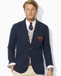 The classic Langley sport coat is smartly tailored for a handsome silhouette in luxurious organic chino with a heritage shield patch for a casually elegant appeal. The classic Langley sport coat is smartly tailored for a handsome silhouette in luxurious organic chino with a heritage shield patch for a casually elegant appeal.