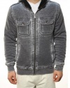 RetroFit Men's Sherpa Lined Full Zip Hoodie Sweater Burnout Gray