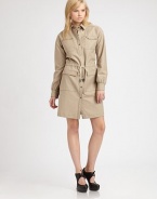 Military-inspired detailing dresses up this sport cotton design.Point collarButton frontPatch flap pocketsDrawstring waistLong sleeves with button cuffsAbout 20 from natural waist97% cotton/3% elastaneDry cleanMade in USA of imported fabricModel shown is 5'7 (170cm) wearing US size 4. 