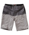 Unique land to water shorts by Quiksilver are water repellent and stylishly tonal.