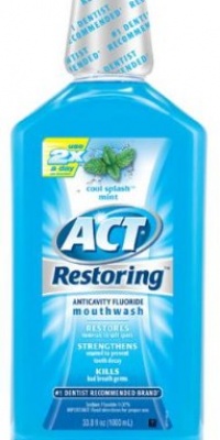 ACT Restoring Mouthwash, Cool Splash Mint , 33.8-Ounce Bottles (Pack of 3)