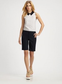This crisp, simple cotton design is finished with a bold back zip and contrast trim.Point collarSleevelessBack zip with contrast trimAbout 20 from shoulder to hem98% cotton/2% spandexDry cleanMade in Italy of imported fabricModel shown is 5'10½ (179cm) wearing US size 4. This crisp, simple cotton design is finished with a bold back zip and contrast trim.Point collarSleevelessBack zip with contrast trimAbout 20 from shoulder to hem98% cotton/2% spandexDry cleanMade in Italy of imported fabricModel shown is 5'10½ (179cm) wearing US size 4.