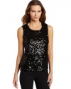 Jones New York Women's Sleeveless Sequin Mesh Shell Shirt