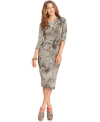 An allover tie-dye and striped fabric ups the edge on this Bar III henley-style shirtdress -- perfect for an urban-chic look! An allover tie-dye and striped fabric ups the edge on this Bar III henley-style shirtdress -- perfect for an urban-chic look!