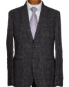 John Varvatos Mens Fitted Distressed Blue Plaid Wool Sportcoat 38R Euro 48 Made in Italy