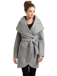 THE LOOKDramatic shawl collarLightly padded shouldersWrap frontCocoon silhouetteRemovable tie-front beltDual front seam pocketsTHE FITAbout 33 from shoulder to hemTHE MATERIALWool/polyester/viscose/other fibersFully linedCARE & ORIGINDry cleanImportedModel shown is 5'10 (177cm) wearing US size Small. THE LOOKDramatic shawl collarLightly padded shouldersWrap frontCocoon silhouetteRemovable tie-front beltDual front seam pocketsTHE FITAbout 33 from shoulder to hemTHE MATERIALWool/polyester/viscose/other fibersFully linedCARE & ORIGINDry cleanImportedModel shown is 5'10 (177cm) wearing US size Small.
