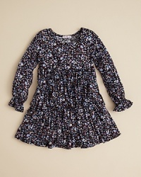 A perfectly adorable schoolgirl style from Little Ella, this abstract floral-print dress is ruffled and refined in an all the right places. A perfectly adorable schoolgirl style from Little Ella, this abstract floral-print dress is ruffled and refined in an all the right places.