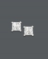 Pack a sparkling punch with these pint-sized studs. Princess-cut diamonds (1/3 ct. t.w.) shine within a polished, 14k white gold setting. Approximate diameter: 3 mm.