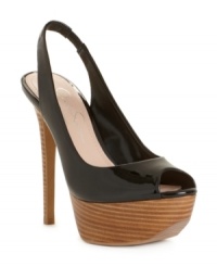 Stacked sky-high with shine to match. The patent leather Halie pumps by Jessica Simpson are a sexy staple for your high heel collection with a peep toe and slingback strap. Stacked sky-high with shine to match. The patent leather Halie pumps by Jessica Simpson are a sexy staple for your high heel collection with a peep toe and slingback strap.