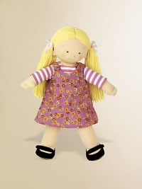 Soft and sweet, this jersey knit doll with yarn hair comes with a removable outfit and Mary Janes for lots of dressing fun. 18 doll Polyester Imported Recommended for ages 3 and up Soft and sweet, this jersey knit doll with yarn hair comes with a removable outfit and Mary Janes for lots of dressing fun. 18 doll Polyester Imported Recommended for ages 3 and up