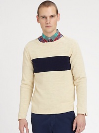 EXCLUSIVELY AT SAKS. Simply striped to perfection and woven in soft cotton makes this an easy, lightweight summer sweater option.CrewneckRibbed knit collar, cuffs and hemCottonDry cleanImported