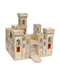 Play the knight in shining armor in your very own medieval castle! This wooden play castle folds for easy storage or opens for hours of engaging play Play the knight in shining armor in your very own medieval castle! This wooden play castle folds for easy storage or opens for hours of engaging play