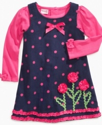 Pluck out a sweet style. This corduroy jumper and shirt set from Nannette is extra cute. Pluck out a sweet style. This corduroy jumper and shirt set from Nannette is extra cute.