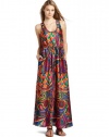 Julie Dillon Women's Printed Maxi Dress With Self Tie, Lobster Multi, 2