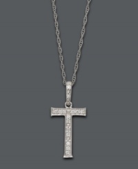 Spell it out in sparkle! This personalized initial charm necklace makes the perfect gift for Teresa or Tara. Features sparkling, round-cut diamond accents. Setting and chain crafted in 14k white gold. Approximate length: 18 inches. Approximate drop: 1/2 inch. Spell it out in sparkle! This personalized initial charm necklace makes the perfect gift for Teresa or Tara. Features sparkling, round-cut diamond accents. Setting and chain crafted in 14k white gold. Approximate length: 18 inches. Approximate drop: 1/2 inch.