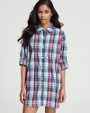 Whether you wear the sleeves long or rolled up, you will feel nothing but comfort in this plaid sleepshirt from DKNY.