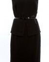 Anne Klein Black Sleeveless Belted Peplum Dress 8