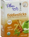 Plum Organics Tots Fiddlesticks Snack Sticks, Apple Carrot, 2.12-Ounce Boxes (Pack of 6)