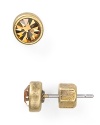 Make the brand with this pair of MARC BY MARC JACOBS stud earrings, crafted of plated metal with boldly hued gemstones.