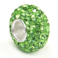 Swaroski Peridot Green Crystal Ball Bead Sterling Silver Charm Fits Pandora Chamilia Biagi Trollbeads European Bracelet Swaroski Peridot Green Crystal Ball Bead Sterling Silver Charm Fits Pandora Chamilia Biagi Trollbeads European Bracelet