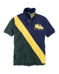 Get in the game with a sporty cotton mesh rugby, designed with bold color-blocking for a cool and classic style. Get in the game with a sporty cotton mesh rugby, designed with bold color-blocking for a cool and classic style.