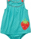 Carter's Girls 3-24 Months Dotted Strawberry Sunsuit (3 Months, Aqua)