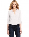 Splendid Women's Double Pocket Shirt, White, Small