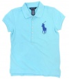 Ralph Lauren Girls Mesh Pony Logo Polo Shirt - L (12-14) - Light Blue