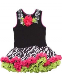 Rare Editions Toddler Girls 2T-4T Black Fuchsia Lime Zebra Tutu Dress, 3T Rare Editions Toddler Girls 2T-4T Black Fuchsia Lime Zebra Tutu Dress, 3T
