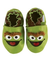 One happy camper. These comfy shoes from Robeez designed for easy movement, grip and muscle development are sure to keep him from being a grouch. One happy camper. These comfy shoes from Robeez designed for easy movement, grip and muscle development are sure to keep him from being a grouch.