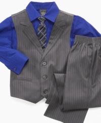 He'll look like the CEO of cuteness in this handsome 4 piece suit by Sean John. He'll look like the CEO of cuteness in this handsome 4 piece suit by Sean John.