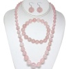 10mm Rose Quartz Round Bead Necklace Bracelet and Earrings Set 20