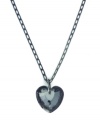 The iconic heart pendant takes on a frosty sheen. BCBGeneration's chic grey glass heart shimmers in a hematite tone mixed metal setting and chain. Approximate length: 26 inches. Approximate drop: 3/4 inch.